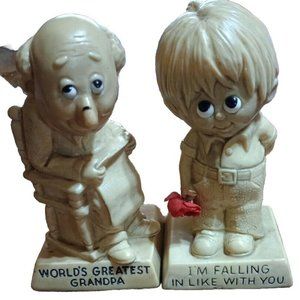 2 Russ Berrie and Co. Figurines: Grandpa(Broken) And Falling in Like Boy